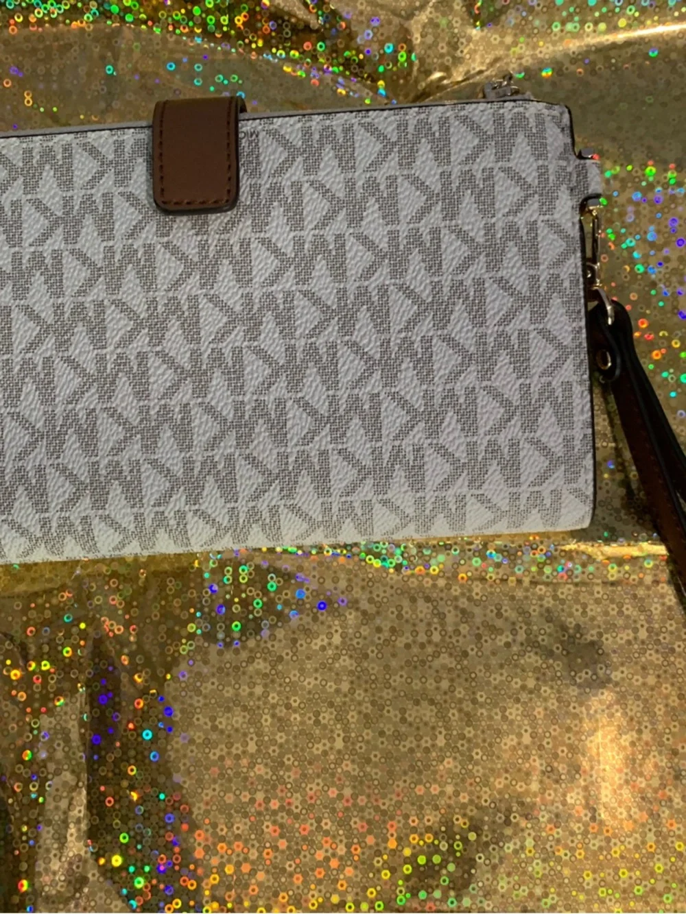 Michael Kors Jet Set Large Double Zip Phone Wallet/Wristlet Signature Logo - Picture 4 of 10